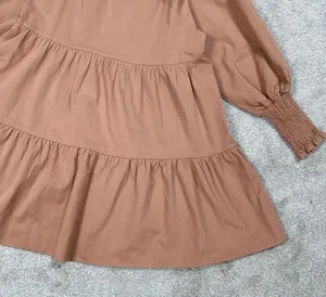Bohme Makayla Mini Dress Smocked Balloon Sleeve Button Ruffle Tiered in Clay S thumbnail 12
