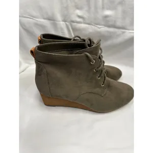 Dr. Scholls Womens Olive Green Faux Suede Lace Up Wedge Ankle Booties thumbnail 5