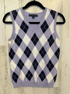 Brooks Brothers 346 Womens Small Purple Argyle V-Neck Vest thumbnail 1