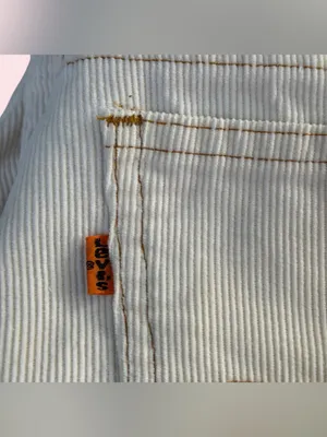 Vintage Orange Tab Levi’s Cream Corduroy Wide Leg Rare Pants 30x32 70s/80s USA thumbnail 3