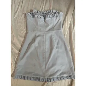 French Connection Light Blue Ruffle Trim Mini Dress XXS Spaghetti Strap A-Line thumbnail 7