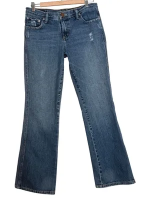American Eagle‎ Favorite Fit Flare Jeans Medium Wash Distressed 6 Reg 100 Cotton thumbnail 1