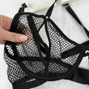 Victorias Secret Very Sexy Low Cut Demi Bra Black Fishnet Mesh XL 521276-QB4 NEW thumbnail 10