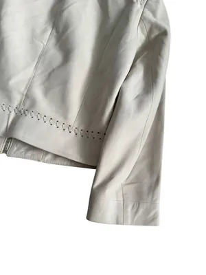 WHITE HOUSE BLACK MARKET Off White Leather Jacket Size XXS thumbnail 3
