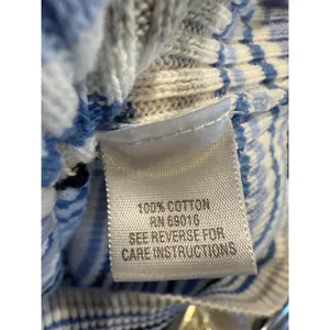 Studio‎ Works Blue White Black Striped Mock Neck Long Sleeve Knit Sweater Size S thumbnail 4