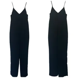 Anthropologie The Essential Slim Jumpsuit Black Spaghetti Strap Sz 0 thumbnail 3