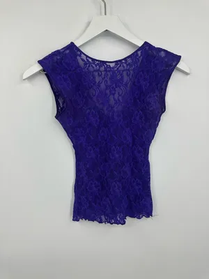 American Vintage Vintage Y2K Purple Lace Sheer Shirt Size Small V Neck Whimsical Fairycore thumbnail 2