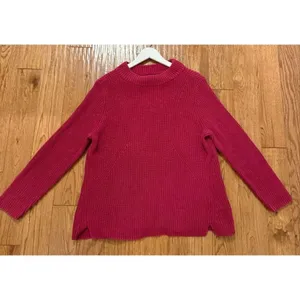 Talbots burgundy cotton mock neck ribbed sweater size XL petite thumbnail 6