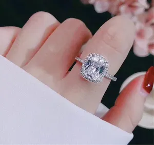 Logo 925 real silver ring 2Ct cushion square all sizes thumbnail 1