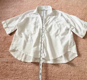 Zara Linen Blend Oversized Button Front Shirt White Size XS thumbnail 3
