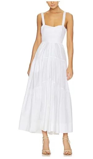 A.L.C. Lily Lace-Up Back Midi Dress White ALC Frank Cotton 6 thumbnail 1