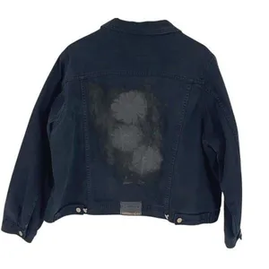 Americana Blues Womens Button Front Denim‎ Jean Trucker Jacket Black Size XL thumbnail 3