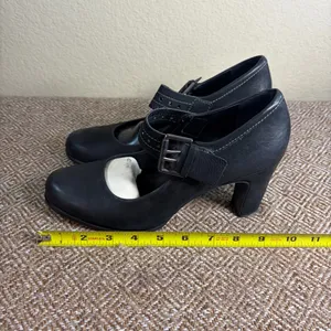 Ecco Matte Black Leather Heals Mary Janes Womens Sz 40 US 9-9.5 Grunge Goth thumbnail 9