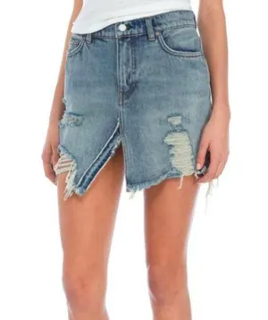 NWT Free People Relaxed & Destroyed Denim Mini Skirt | Size 24 thumbnail 10
