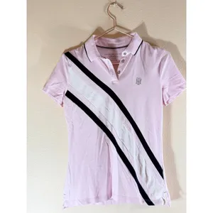 Tommy Hilfiger Polo Golf Shirt‎ Womens XS Pink Diagonal Stripe Regular Fit thumbnail 2