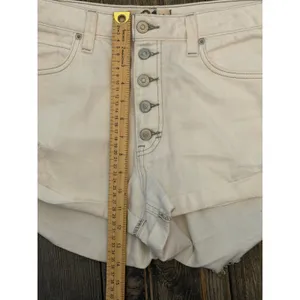 We The Free Free People White Distressed‎ Button Fly Denim Cuffed Shorts Size 31 thumbnail 6