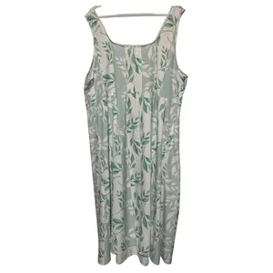 Women’s White Green Mint Leaf Print Sleeveless Square Neckline‎ Dress Size 2XL thumbnail 2