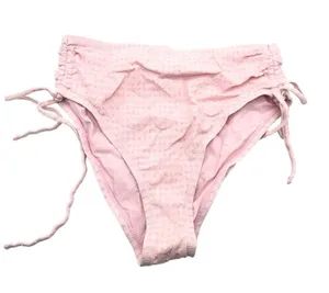 Sea Angel Bikini Bottoms High Rise Ruched Tie Sides Textured Pink M thumbnail 3
