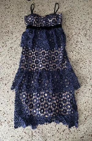 Just Me floral crochet lace tiered dress medium thumbnail 1