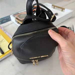 Christian Siriano NWT Mini Backpack – Black Faux Leather Gold Hardware thumbnail 4