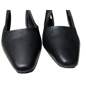 Franco Sarto Marcy Black Leather Slingback Pointed Toe Flare Heel Pumps 7M thumbnail 3