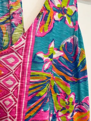 LILLY PULITZER Minka Trapeze Tank Top Sea Blue Summer Haze Pink Tropical Floral thumbnail 5