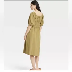 Universal Thread Dress Small Tribeca Green Puff Short Sleeve Cotton NWT thumbnail 4