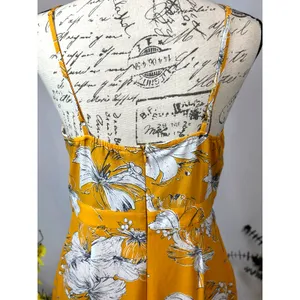 Lulu’s Darling Daylily Mustard Yellow Floral Print High-Low Maxi Dress M thumbnail 14