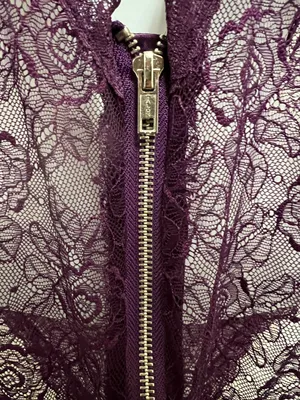 Purple Stretch Plunging Scalloped Lace Teddy thumbnail 6