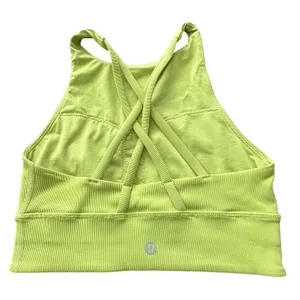 Lululemon Energy Sport Bra 4 High Neck Long Line Padded Strappy Vibrant Green thumbnail 1