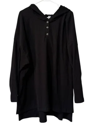 Old Navy Women Size 3X Long Sleeve Hooded Sweater Ribbed Buttons Stretch‎ Preppy thumbnail 1