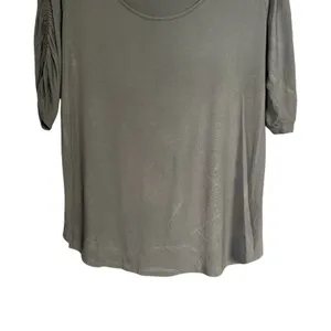 The Nines by Hatch Women Sz M Elbow Sleeve Scoop Neck Shirred Maternity T-Shirt thumbnail 3