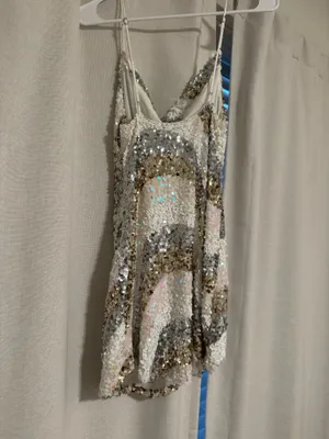 Sequin Mini Dress Silver Size XS thumbnail 2