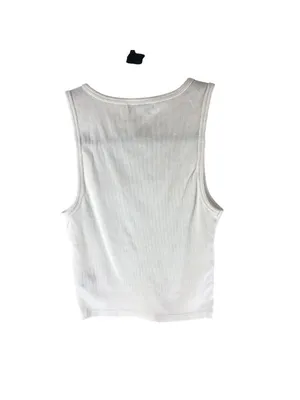 Z Supply White Ribbed Tank Top Cropped Womens Small Cotton Stretch Scoop Neck thumbnail 2