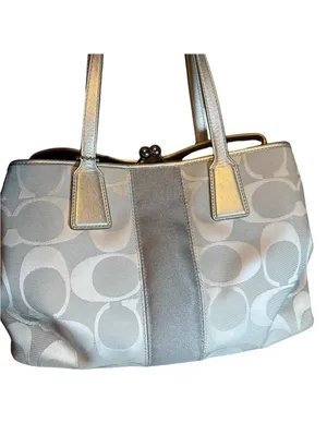 Coach Kisslock large bag silver/gray purple interior thumbnail 3
