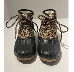 Magellan Outdoors Insulated Leopard Print and Black Duck/Rain Boots Size 6B thumbnail 7