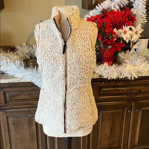 Puffer Vest Tan Reversible Frosted Sherpa Zip Ski Jacket Womens S Free Country thumbnail 5