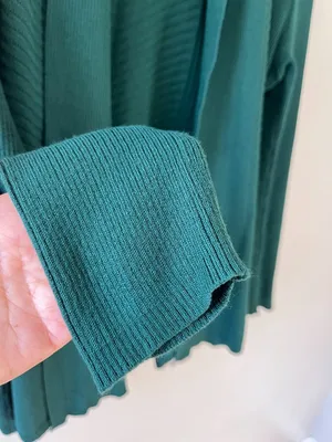 Dress Barn Retrology Sz M Green‎ Stretch Open Cardigan Sweater Long Sleeves thumbnail 5