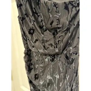 Hutch Black Velvet Burnout Floral One Shoulder Ruched Midi Small S thumbnail 2