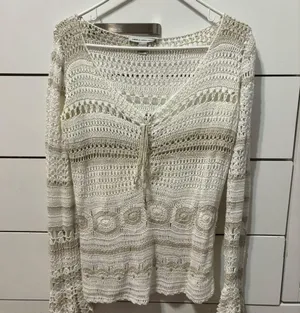 Y2K Knit Tan & White Sweater thumbnail 3
