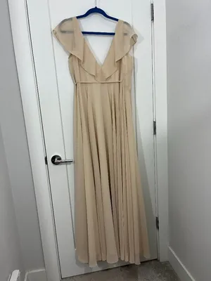 New Jenny Yoo Size 6 Sand Dune Faye Luxe Chiffon Wrap Bridesmaid Dress thumbnail 4