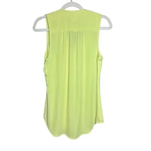 Meadow Rue Lime Green Scalloped Sleeveless Button‎ Down Blouse Size 4 Neon Top thumbnail 2