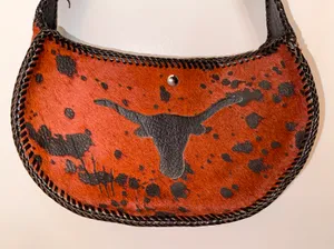 NEW Handmade Dyed Cowhide Leather Cossbody Purse Steer Cow Rust Western Orange thumbnail 3