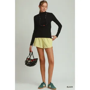 Umgee Long Sleeve Mock Neck Top - Black - Large thumbnail 3