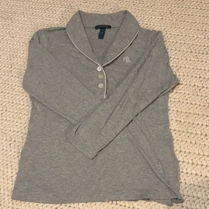 Ralph Lauren Gray Long Sleeve Polo Bedtime shirt  thumbnail 1