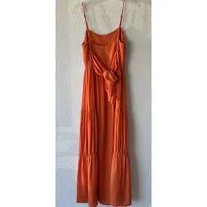Lush Clothing Women's Maxi Dress Tie Back Size Small Orange Adjustable Straps Tiered Boho thumbnail 6