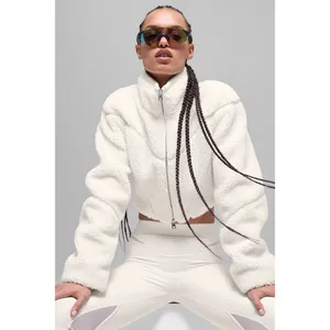 Alo Yoga Sherpa Cropped Slope Side Jacket Ivory S thumbnail 4