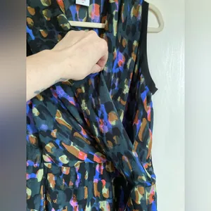 *CAbi Flaunt Faux Wrap Black Multicolor Abstract Pattern Tank Blouse #Gr thumbnail 8