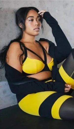 BUNDLE [SET] NWT Secnd Nture Cut Out Sports Bra XS Yellow Black Classic Legging thumbnail 1