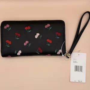 Betsey Johnson Black Cherry Embroidered Zip Around Wristlet Wallet XOZIP-E NEW‎ thumbnail 5